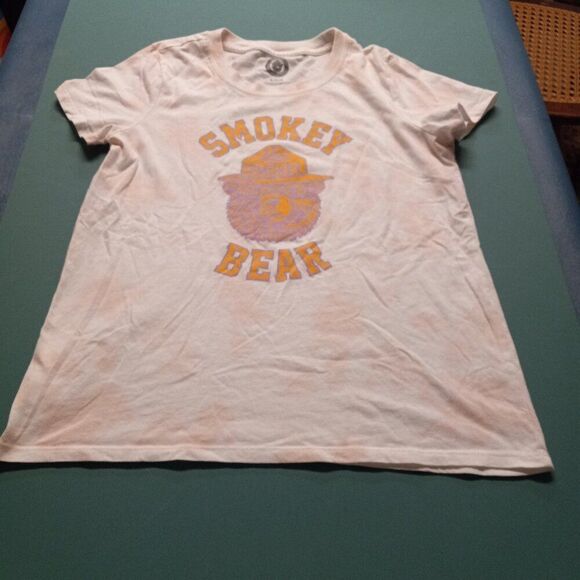 Smokey Bear Small Cotton Blend Pink White Tie-dye Short Sleeve T-Shirt - Picture 2 of 7